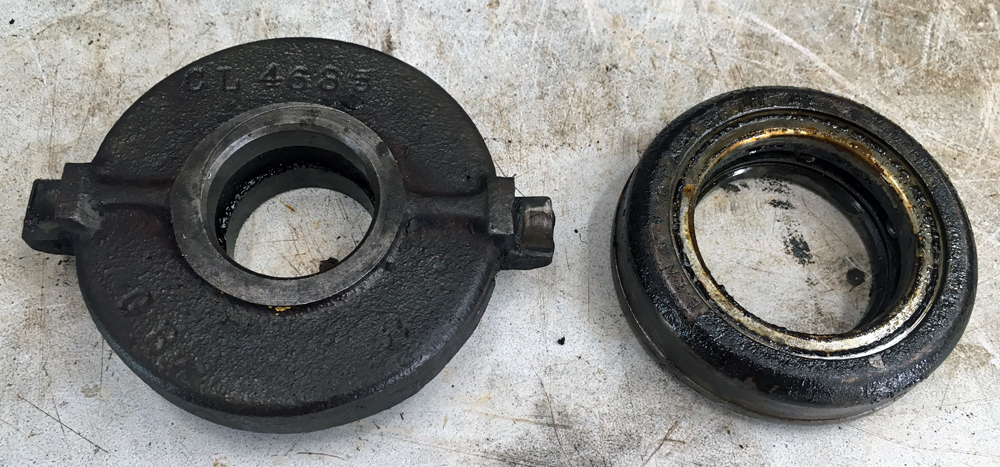  Throwout bearing and carrier (left).  (Photo © Russ Chastain)