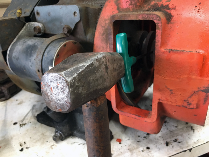 Tap the wrench lightly with a hammer to be sure it's fully inserted in the set screw. (Photo © Russ Chastain)